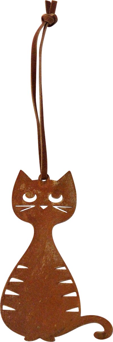 Roestige kat kleine metalen hanger - Pluto Design