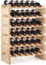 Wijnrek, 36 Flessen rek met grote capaciteit, houten wijn opslag standaard, wijn houder en display plank, 6-laags stapelbare wijn kast, vrij staande flessen kast voor dranken organiseren