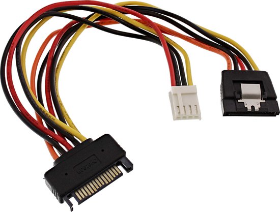 InLine SATA stroomadapterkabel, 1x 8,89cm (3,5) aansluiting op 15pol SATA stekker gehoekt met lipje, 6cm