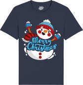 Sneeuwman - Foute kersttrui kerstcadeau - Dames / Heren / Unisex Kleding - Grappige Kerst, Oud en Nieuw en winter Outfit - T-Shirt - Unisex - Navy Blauw - Maat XL