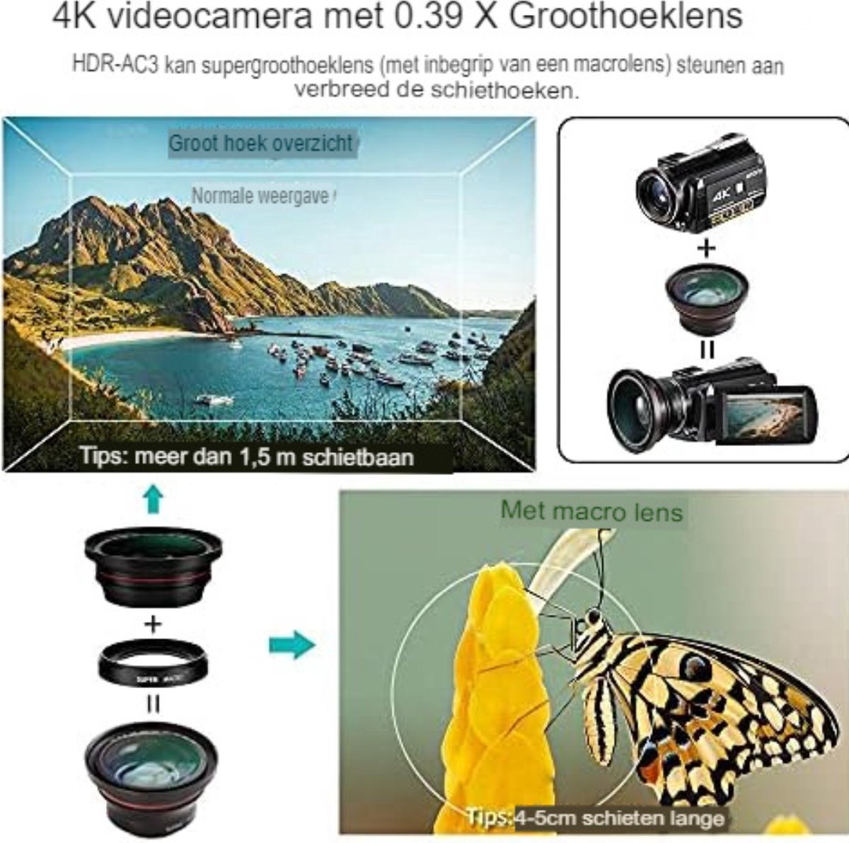 Caméra Vidéo 4K Lipa AD-C7 – Capteur Sony CMOS 24MP, Zoom Numérique 120x, WiFi, écran Tactile, Micro Externe