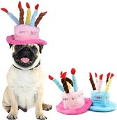 4thePerfectParty Happy Birthday hoed voor hond - Roze pluche verjaardagstaart