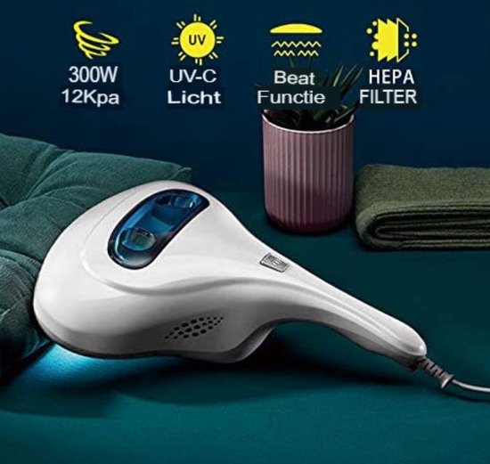Handheld Matras Stofzuiger Met Paars Licht 6000Pa - Wasbaar Filter Voor Dierenhaar En Dieptereiniging
