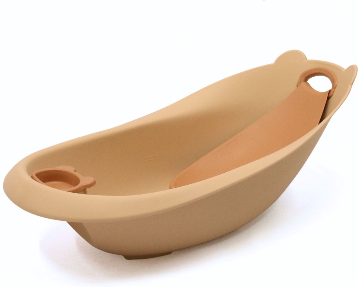 Bo Jungle - Babybadje met berenoortjes - Met badverkleiner /badinzet - Met Zeepbakje / Hulpstuk bij haren wassen - Afvoerstop - Bath Bear Terracotta