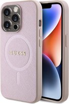 Guess Saffiano Back Case (MagSafe Compatible) - Geschikt voor Apple iPhone 15 Pro Max (6.7") - Roze