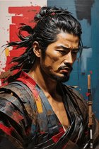 Poster Oriental | Samurai Poster | Japanse Krijger | Interieurposter | Poster Oosterse Stijl | Azie Poster | Azie Kunst | 61x91cm | Wanddecoratie | Muurposter | MT | Geschikt om in te lijsten