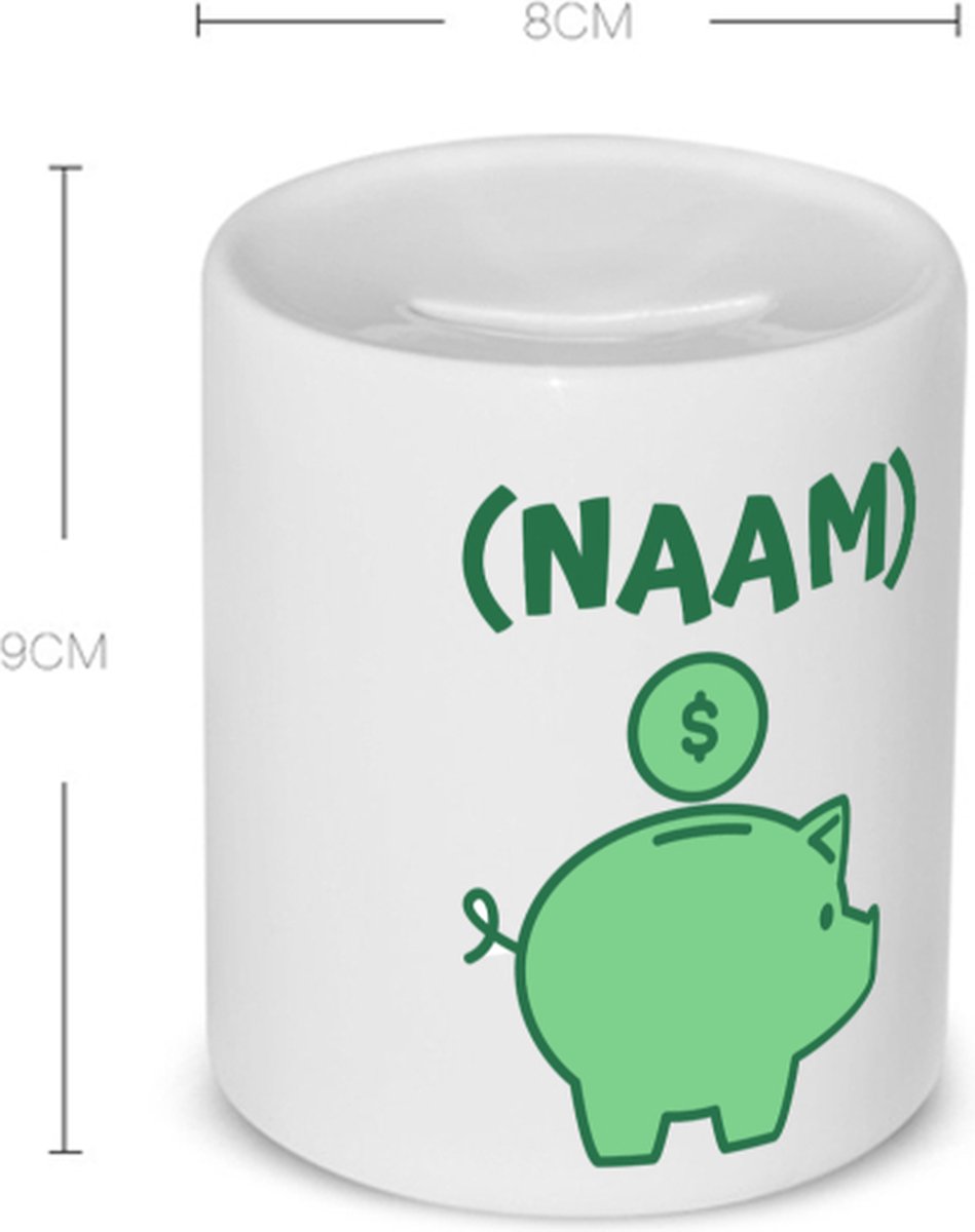 Akyol - groene piggy bank met eigen naam Spaarpot - Varken - iemand die van geld houdt - cadeau voor iemand die houdt van geld - verjaardagscadeau - gift - geschenk - 350 ML inhoud