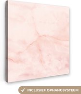 Canvas Schilderij Marmer - Roze - Lijn - 50x50 cm - Wanddecoratie