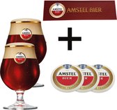 Amstel Bierpakket Cadeau 2x Amstel Bockbier glas + 1x Amstel Viltjes Rol + 1x Amstel Barmat