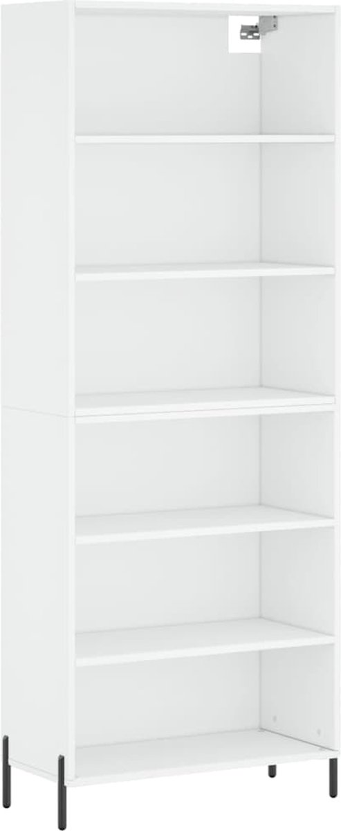 vidaXL - Hoge - kast - 69,5x32,5x180 - cm - bewerkt - hout - wit