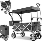 Bol.com Opvouwbare bolderwagen handkar strandkar met dak - Nico - grijs - 403548 aanbieding