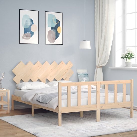 vidaXL - Bedframe - zonder - matras - massief - grenenhout - 140x200 - cm