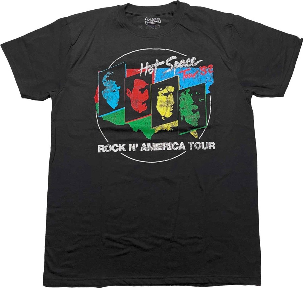 Queen - Hot Space Tour '82 Heren T-shirt - S - Zwart