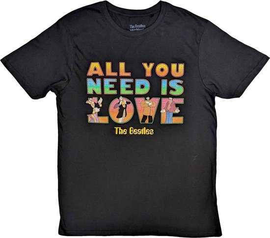 The Beatles - Yellow Submarine All You Need Is Love Stacked Heren T-shirt - XL - Zwart