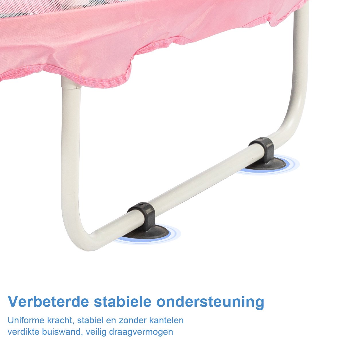 FOXSPORT Kinder Trampoline - Trampoline met Elastieken - Outdoor - Buitenspeelgoed - Trampoline met veiligheidsnet - 110 cm Veiligheidsnet - 150 cm - Roze — afbeelding 10