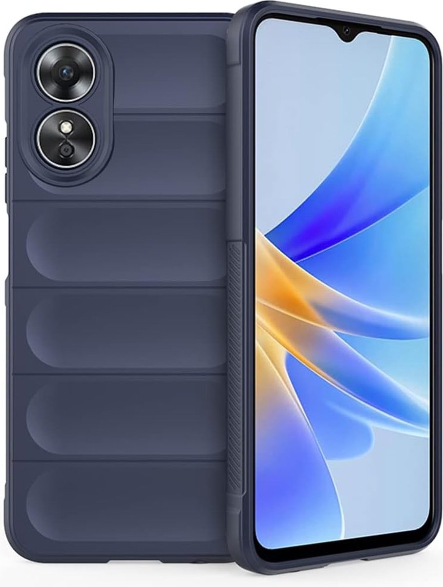 Geschikt voor Oppo A58 4G - Schokbestendig - Siliconen - Back cover hoesje airbagontwerp - Donkerblauw