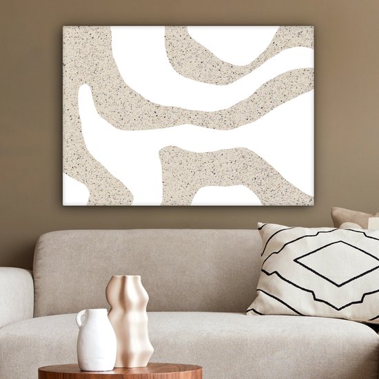 Tableau sur toile 80x60 cm - Décoration murale abstraite - Terrazzo - Design - Beige - Décoration murale salon - Décoration chambre - Accessoires de décoration - Peintures sur toile