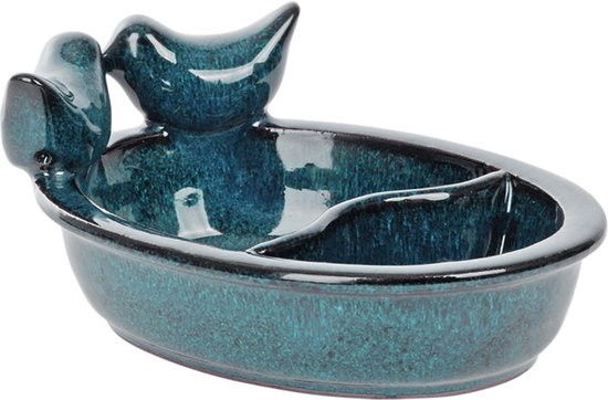 Vogelvoeder- en drinkschaal van keramiek