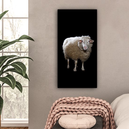 Tableau Mouton - Animaux de la ferme - Zwart - 40x80 cm - Décoration murale