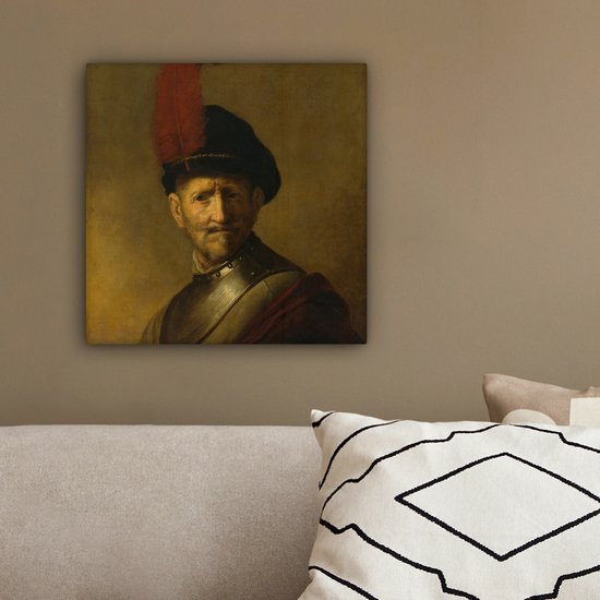 Peinture sur Toile Portrait d'Homme - Rembrandt van Rijn - 20x20 cm - Décoration murale