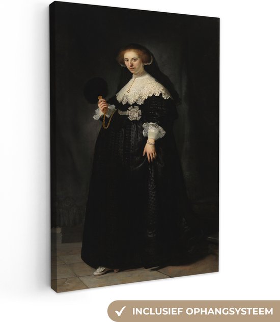 Het huwelijksportret van Marten Soolmans - Schilderij van Rembrandt van Rijn Canvas 40x60 cm - Foto print op Canvas schilderij (Wanddecoratie woonkamer / slaapkamer)