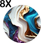 BWK Flexibele Ronde Placemat - Gekleurd Marmer Achtergrond - Set van 8 Placemats - 40x40 cm - PVC Doek - Afneembaar