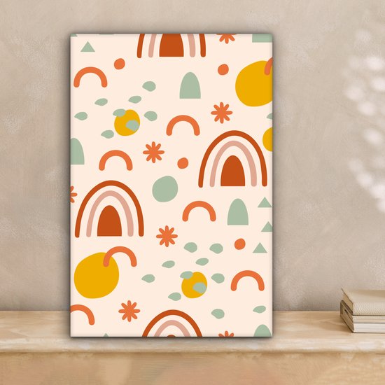 Canvas schilderij 20x30 cm - Wanddecoratie Regenboog - Patroon - Zomer - Muurdecoratie woonkamer - Slaapkamer decoratie - Kamer accessoires - Schilderijen op canvas