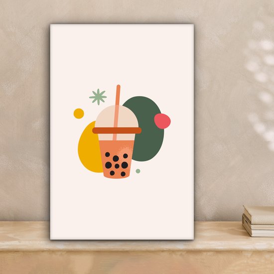 Toile Peinture Été - Couleurs - Bubble Tea - 20x30 cm - Décoration murale