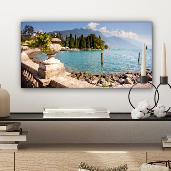 Tableau sur Toile Lac de Garde - Côte - Water - 40x20 cm - Décoration murale