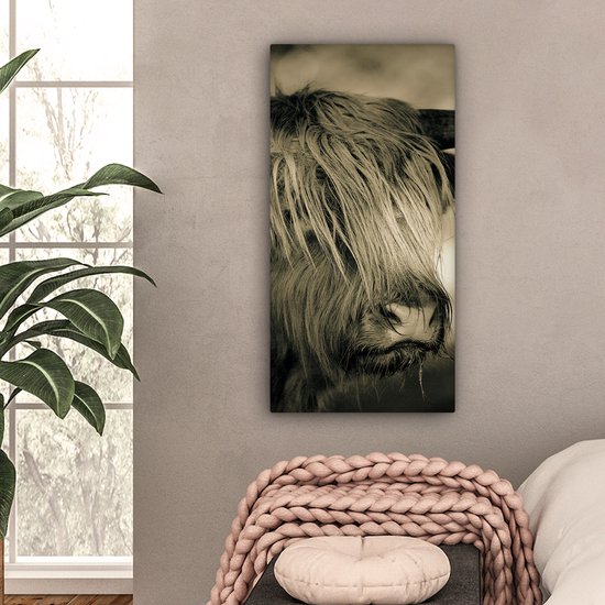 Peinture sur toile Highlander écossais - Animaux - Cheveux - 40x80 cm - Décoration murale