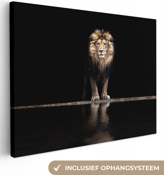 Toile Peinture Lion - Water - Portrait - 40x30 cm - Décoration murale