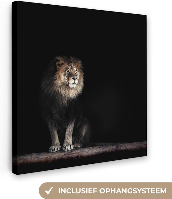 Canvas Schilderij Leeuw - Licht - Portret - 50x50 cm - Wanddecoratie