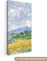 Canvas Schilderij Korenveld met cipressen - Vincent van Gogh - 20x40 cm - Wanddecoratie
