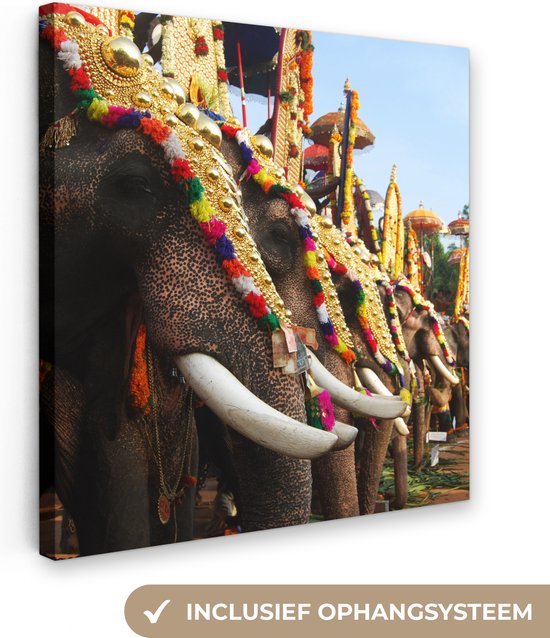 Tableau sur Toile Elephant Parade - 90x90 cm - Décoration murale