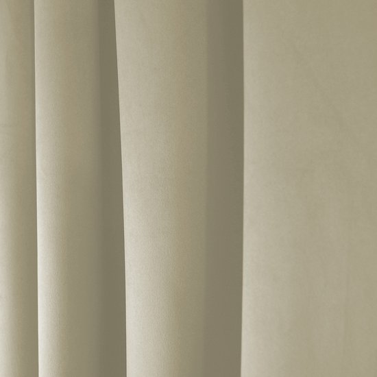 Glow Thuis – Verduisterend Fluwelen Gordijn 140x250 cm – Beige – 70% Lichtdicht – Kant en Klaar – Plooiband – 1 Stuk
