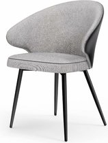 Eetkamerstoel keukenstoel gestoffeerde stoel stoel met armleuningen metalen poten modern woonkamerstoel voor eetkamer keuken lichtgrijs