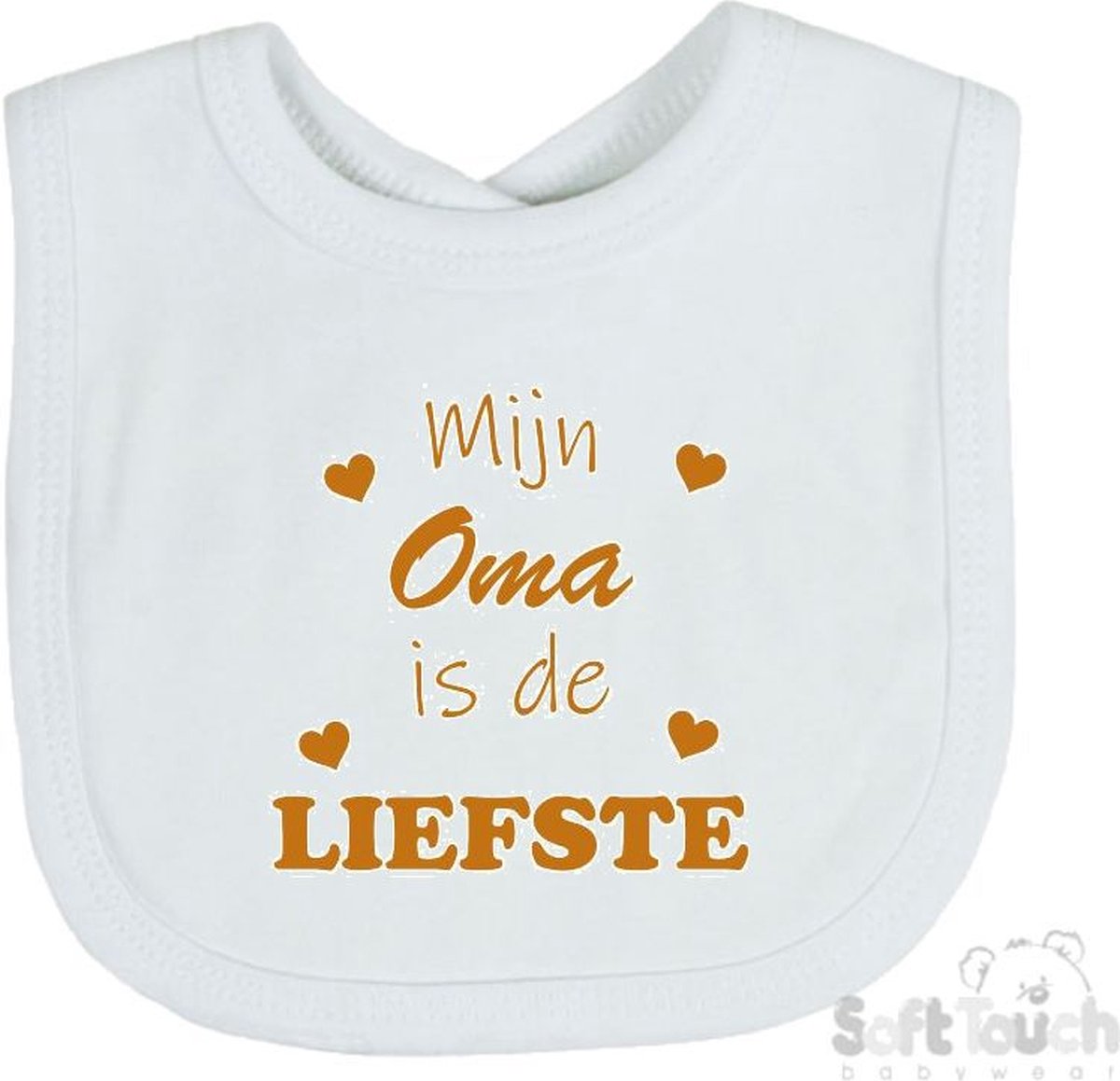 Goedkoopste Soft Touch Slabber Slabbetje Slab Mijn Oma is de liefste Unisex Katoen Wit/tan Maat 33x22 Cm