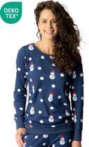 Happy Pyjama's | Dames maat: 'XXL' (S-XXL) - Dames pyjama van katoen met sneeuwpoppen en dots | pyjama dames volwassenen