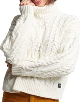 Superdry Vintage High Neck Cable Knit Dames Trui - Ecru - Maat S