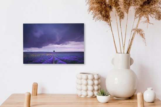 Nuages sur les champs de lavande Toile 30x20 cm - petit - Tirage photo sur toile (Décoration murale salon / chambre)