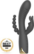 Playbird® - Triple rabbit - tarzan vibrator - parels - anale kralen - G-spot - clitoris - zwart