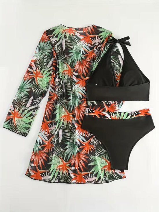 Bikini Tie-Dye Zwart Wit Contrast Rok Gespleten