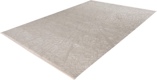 Lalee Elif Japandi stijl vloerkleed 3d effect hooglaag cirkels reliëf laagpolig karpet 160x230 cm zilver