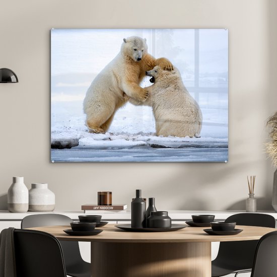 Peinture sur Verre - Ours Polaires - Jouant - Glace - 80x60 cm - Peintures sur Verre Peintures - Photo sur Glas