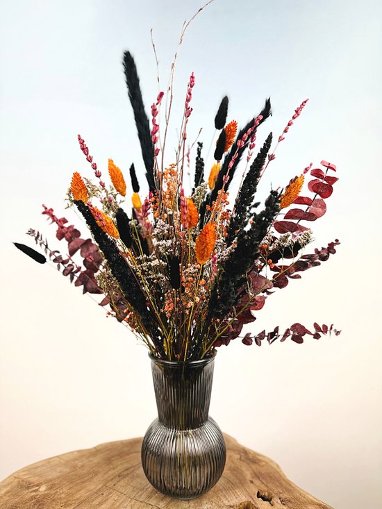 Droogbloemen boeket “Herfst Liefde” | 50 cm | Inclusief vaas | Een prachtig boeket met het ultieme herfstgevoel