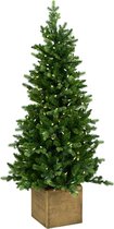 Norfolk kunst (tafel)kerstboom - 137 cm - groen - Ø 97 cm - 903 tips - 200 ledlampjes - houten box