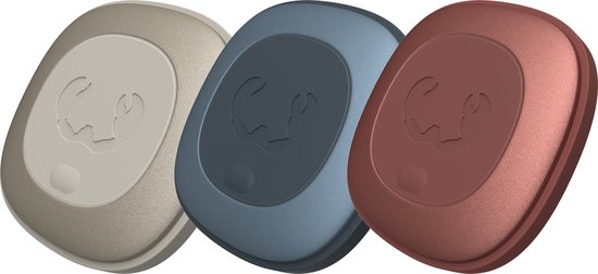 Drie Fresh 'n Rebel Smart Finders met opdruk van een krab, in Silky Sand, Dive Blue en Safari Red.