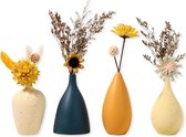 Kleine keramische vazenset, keramische vazen ​​voor bloemen, decoratieve vazen ​​voor de woonkamer, mini handgemaakte vazen ​​voor tafeldecoratie, moderne vaas met Morandi matte kleur, set van 4