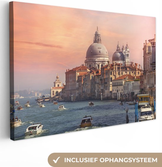 Canvas Schilderij Italië - Venetië - Canal Grande - 90x60 cm - Wanddecoratie