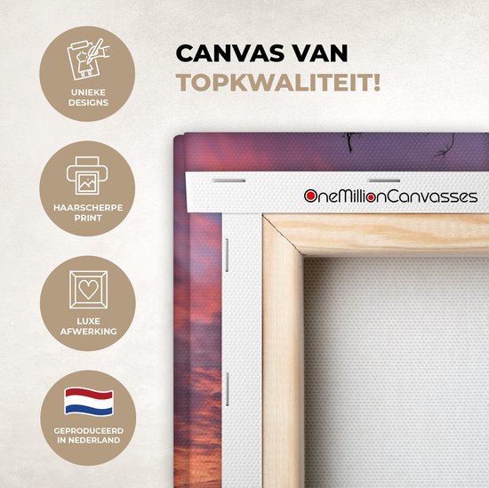 Moulin à vent pendant un lever de soleil toile 2cm 40x30 cm - petit - Tirage photo sur toile (Décoration murale salon / chambre)